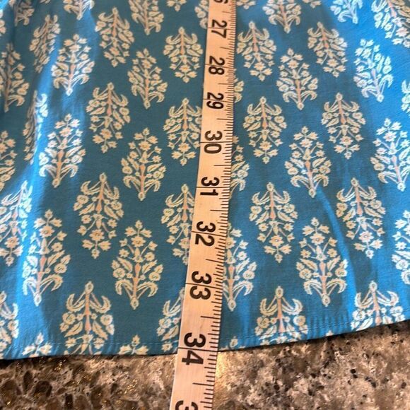 ZARA blue/white print short ruffle hem babydoll dress boho Sz M - Picture 10 of 12